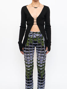 PRADA x 2019 Black Floral Belted Stretch Pant (S, M)