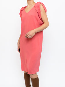 PRADA x Coral Pink Silk Detailed Shoulder Dress (XS, S)