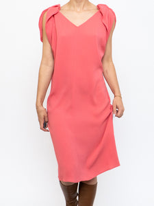 PRADA x Coral Pink Silk Detailed Shoulder Dress (XS, S)