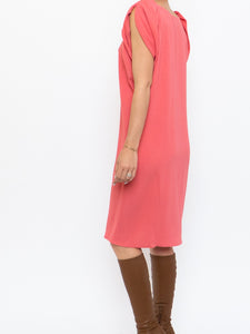 PRADA x Coral Pink Silk Detailed Shoulder Dress (XS, S)