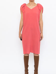 PRADA x Coral Pink Silk Detailed Shoulder Dress (XS, S)
