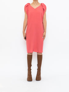 PRADA x Coral Pink Silk Detailed Shoulder Dress (XS, S)