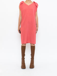 PRADA x Coral Pink Silk Detailed Shoulder Dress (XS, S)