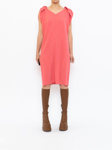 PRADA x Coral Pink Silk Detailed Shoulder Dress (XS, S)