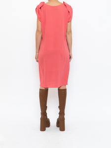 PRADA x Coral Pink Silk Detailed Shoulder Dress (XS, S)
