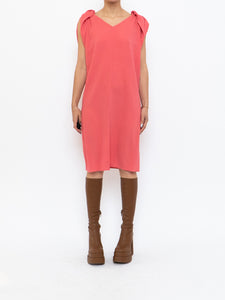 PRADA x Coral Pink Silk Detailed Shoulder Dress (XS, S)