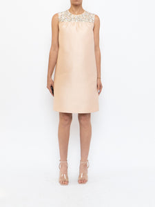 PRADA x Pale Pink Raw Silk Crystal Dress (S, M)