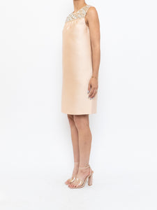 PRADA x Pale Pink Raw Silk Crystal Dress (S, M)