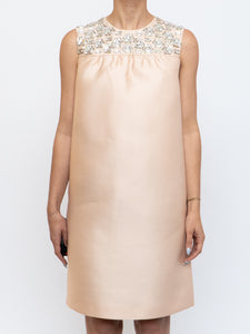 PRADA x Pale Pink Raw Silk Crystal Dress (S, M)