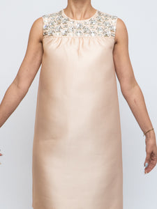 PRADA x Pale Pink Raw Silk Crystal Dress (S, M)