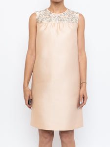 PRADA x Pale Pink Raw Silk Crystal Dress (S, M)