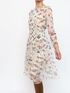 PRADA x Spring 2012 Vintage Car Patterned Delicate Silk Dress (S)