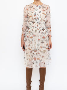 PRADA x Spring 2012 Vintage Car Patterned Delicate Silk Dress (S)