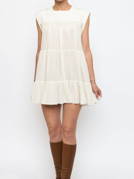 CHLOÉ x Cream Silk Babydoll Dress (XS, S)