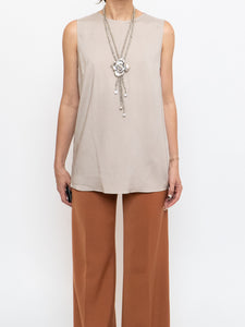 BRUNELLO CUCINELLI x Taupe Silk Top (XS-M)