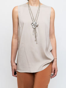 BRUNELLO CUCINELLI x Taupe Silk Top (XS-M)