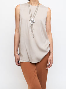 BRUNELLO CUCINELLI x Taupe Silk Top (XS-M)
