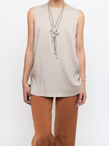 BRUNELLO CUCINELLI x Taupe Silk Top (XS-M)