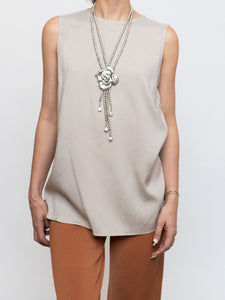 BRUNELLO CUCINELLI x Taupe Silk Top (XS-M)
