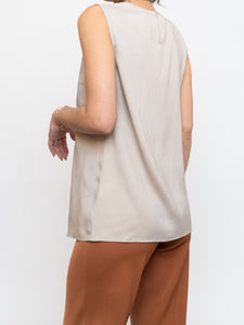 BRUNELLO CUCINELLI x Taupe Silk Top (XS-M)