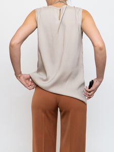 BRUNELLO CUCINELLI x Taupe Silk Top (XS-M)