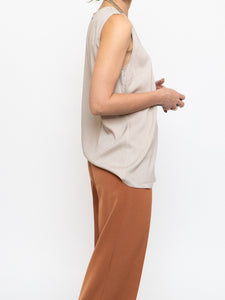 BRUNELLO CUCINELLI x Taupe Silk Top (XS-M)
