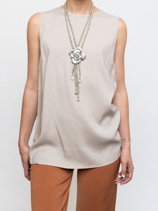 BRUNELLO CUCINELLI x Taupe Silk Top (XS-M)