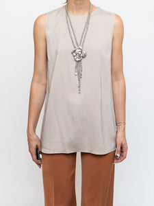 BRUNELLO CUCINELLI x Taupe Silk Top (XS-M)