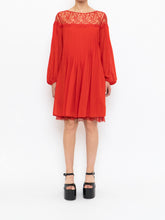 Load image into Gallery viewer, THE KOOPLES x Red Pleated Lace Dress (XS, S)