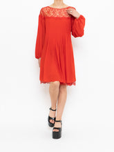 Load image into Gallery viewer, THE KOOPLES x Red Pleated Lace Dress (XS, S)