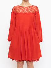 Load image into Gallery viewer, THE KOOPLES x Red Pleated Lace Dress (XS, S)
