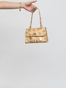 Vintage x KENNETH COLE Tan Patent Croc Mini Purse