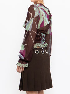 EMILIO PUCCI x Plum, Teal Silk Blouse (XS)