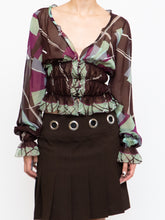 Load image into Gallery viewer, EMILIO PUCCI x Plum, Teal Silk Blouse (XS)