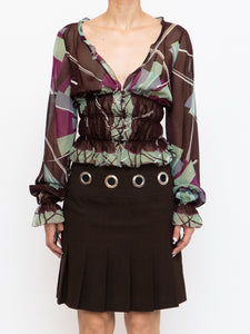 EMILIO PUCCI x Plum, Teal Silk Blouse (XS)