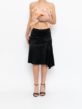Load image into Gallery viewer, Vintage x Made in USA x Black Satin Bunched Midi Skirt (S)