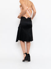 Load image into Gallery viewer, Vintage x Made in USA x Black Satin Bunched Midi Skirt (S)