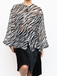 ANINE BING x Zebra Silk Sheer Buttonup (XS-L)