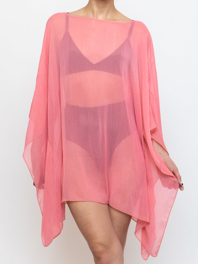 Vintage x Sheer Coral Glitter Coverup (Free Size)