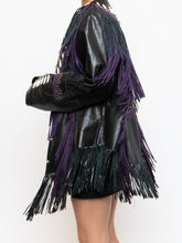 Load image into Gallery viewer, Vintage x Black, Purple Genuine Leather Beaded Fringe Jacket (M-XL)