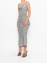 Load image into Gallery viewer, Vintage x White, Black Irridescent Sequin Illusion Dress (S)
