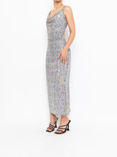 Load image into Gallery viewer, Vintage x White, Black Irridescent Sequin Illusion Dress (S)