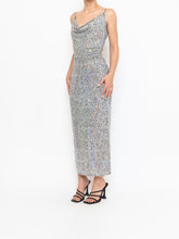 Load image into Gallery viewer, Vintage x White, Black Irridescent Sequin Illusion Dress (S)