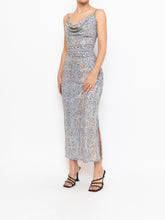 Load image into Gallery viewer, Vintage x White, Black Irridescent Sequin Illusion Dress (S)