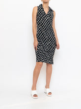 Load image into Gallery viewer, Vintage x Black, White Semi-Sheer Collared Dress (S)