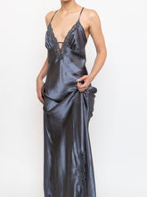 Load image into Gallery viewer, Vintage x Grey Satin &amp; Lace Open-back Dress (S)
