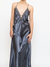 Load image into Gallery viewer, Vintage x Grey Satin &amp; Lace Open-back Dress (S)