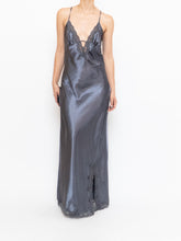 Load image into Gallery viewer, Vintage x Grey Satin &amp; Lace Open-back Dress (S)