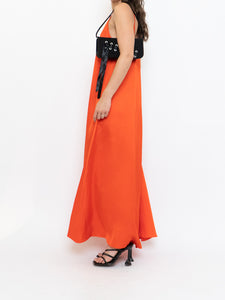 CLUB MONACO x Bright Orange Satin Maxi Dress (XS, S)