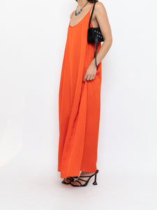 CLUB MONACO x Bright Orange Satin Maxi Dress (XS, S)